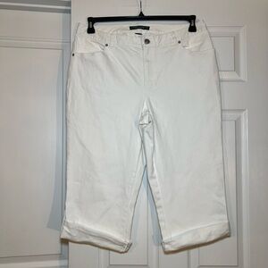 Lauren Jeans Co Ralph Lauren Cuffed Capri White Denim Jeans Womens 16W